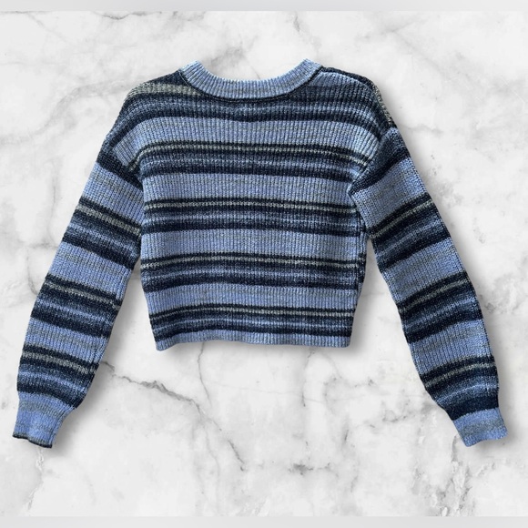 a.n.a. a new approach Blue Striped Knit Cropped Sweater Size XS - Picture 3 of 8